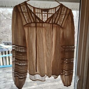 Cathy Jean Tan Lace Blouse